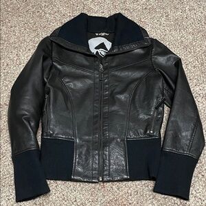 New rebel Women's Black Leather Jacket- almost new